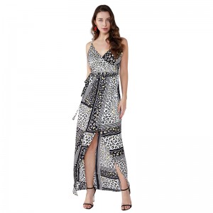 Υψηλής ποιότητας γυναικεία casual Maxi φόρεμα μακρύ Maxi μόδας Casual Boho ντύσιμο Floral πλεκτό φόρεμα