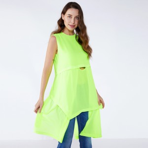 Φωσφορίζοντα πράσινα χαλαρά σχέδια Plus μέγεθος μακρύ κυρία μπλούζα και κορυφή